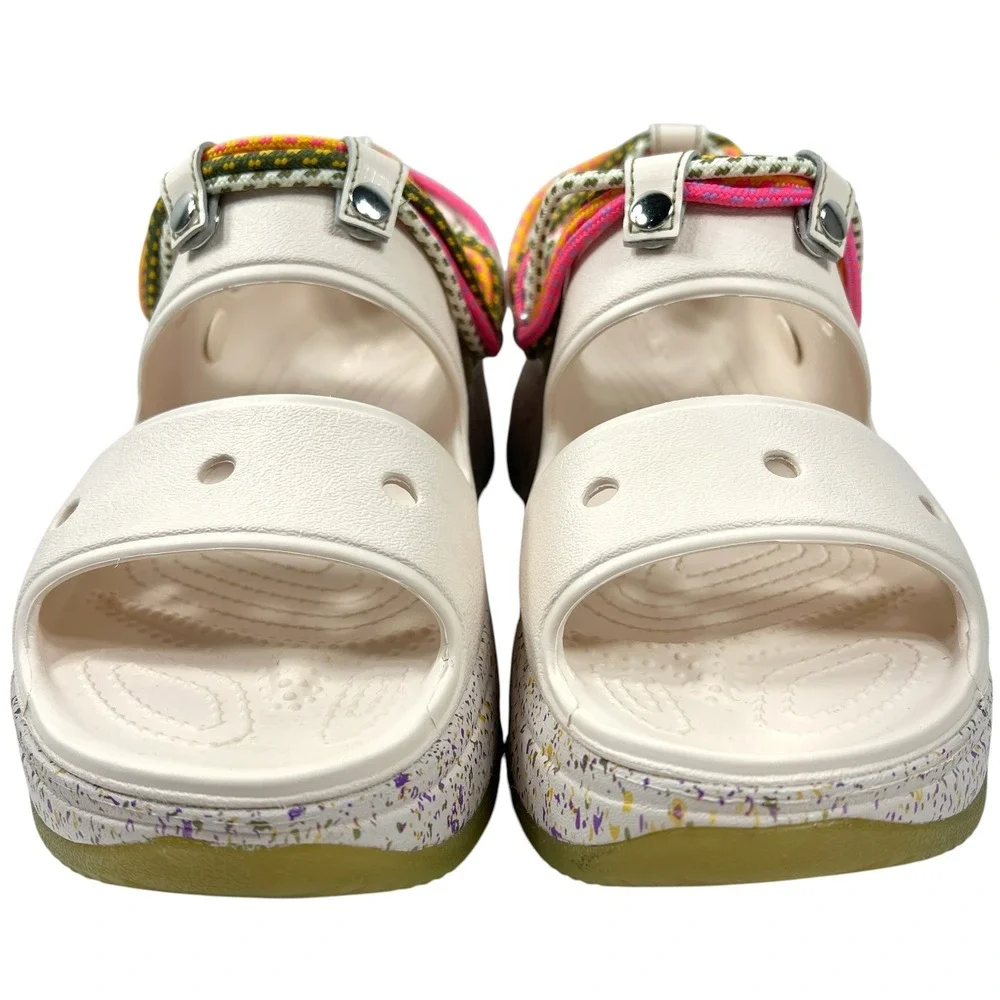 Crocs Hiker Xscape Festival Sandals W10/M8 White Pink Platform Chunky Gorpcore